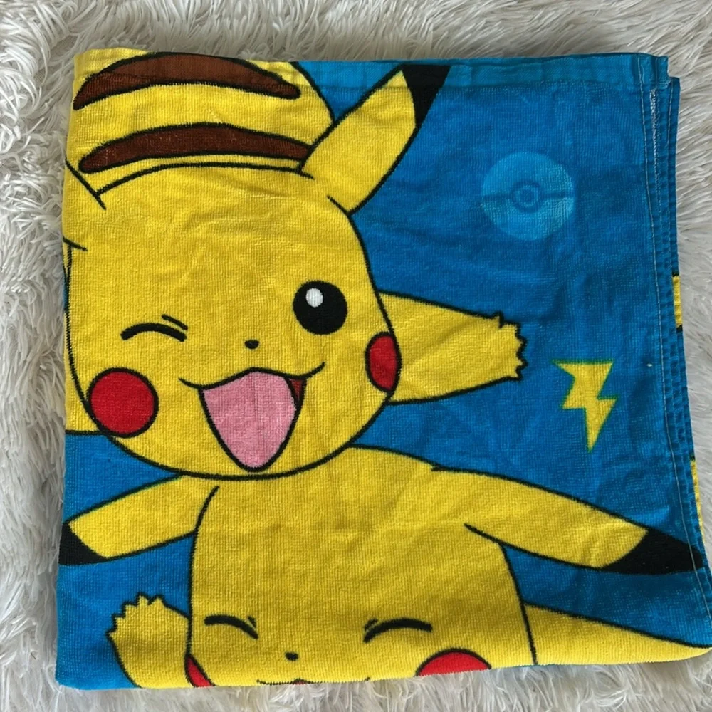 Pokemon Pikachu Cotton Blue and Yellow Beach Bath Towel